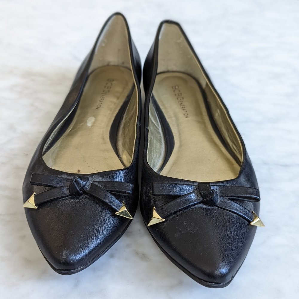 BCBGeneration Leather Point Flats - Black - Women's 8